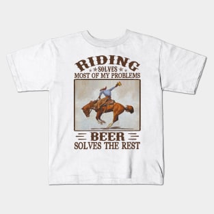 Horse Riding Solves Most Of My Problem Beer Solves The Rest Personalized Gift Kids T-Shirt